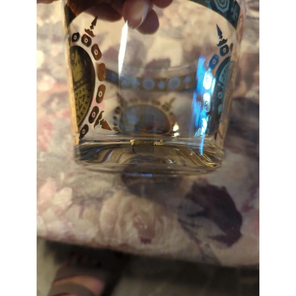 MCM Signed Vito Bari Glass Ice Bucket 22K Gold Vintage